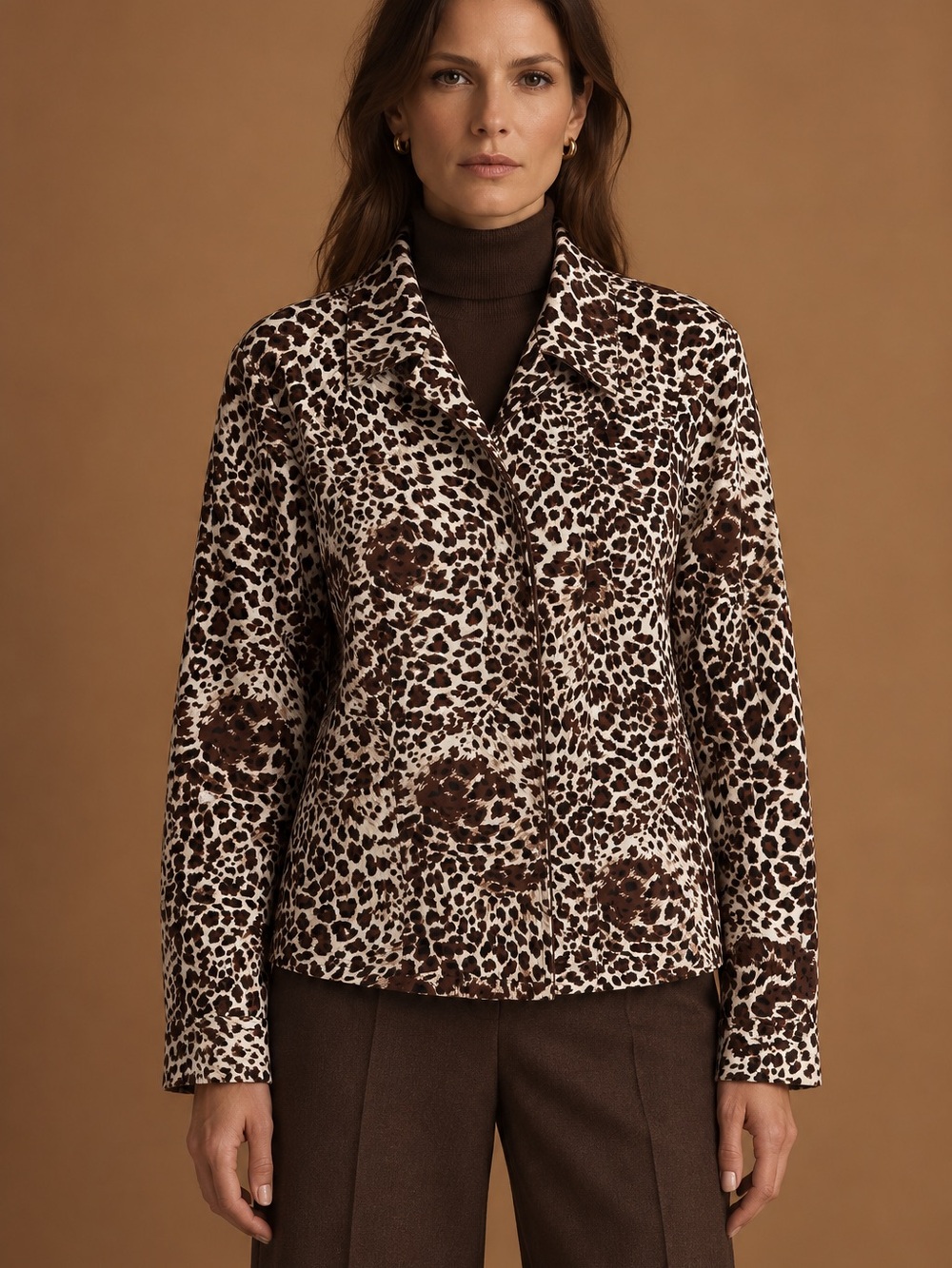 Lafayette 148 brown and cream leopard Shacket